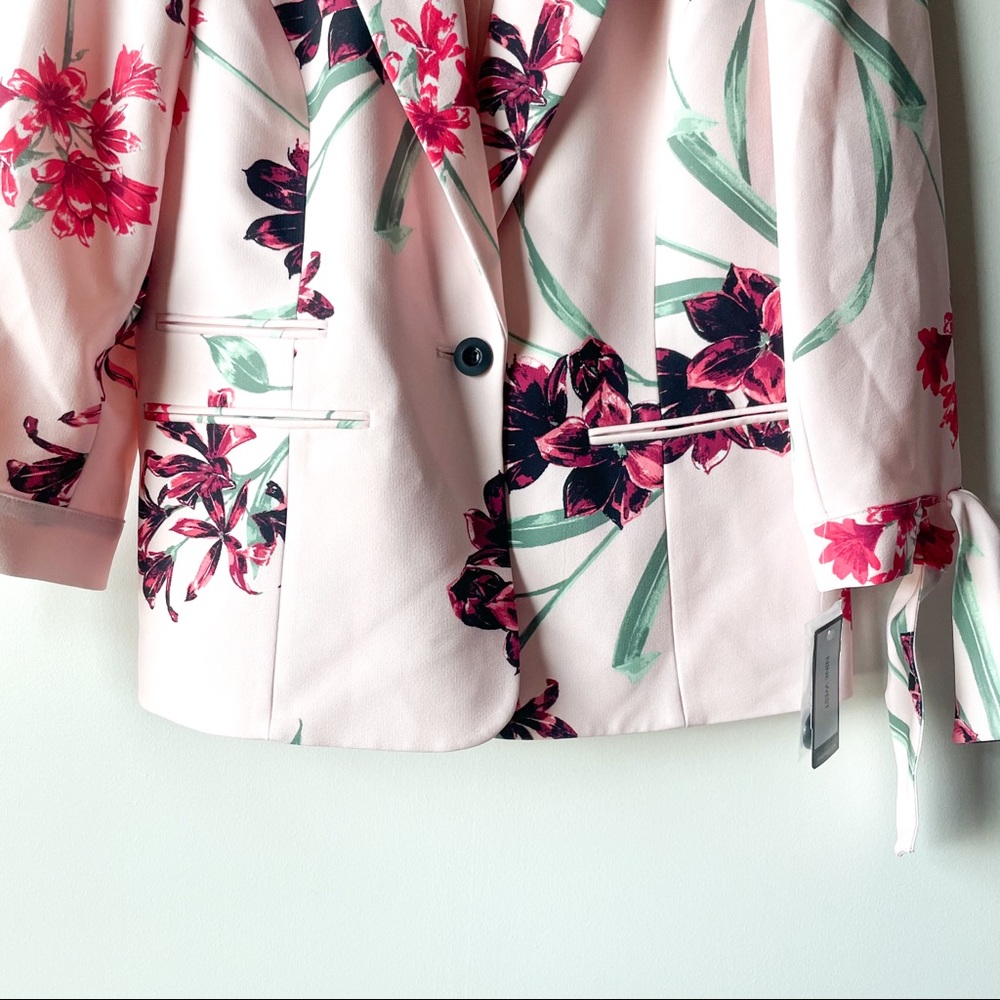 NWT Nine West Floral Tie Sleeve Blazer Jacket - Picture 6 of 8